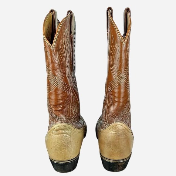 Vintage Tony Lama Western Cowboy Boots Brown Leather Men's 8.5D - Picture 4 of 6
